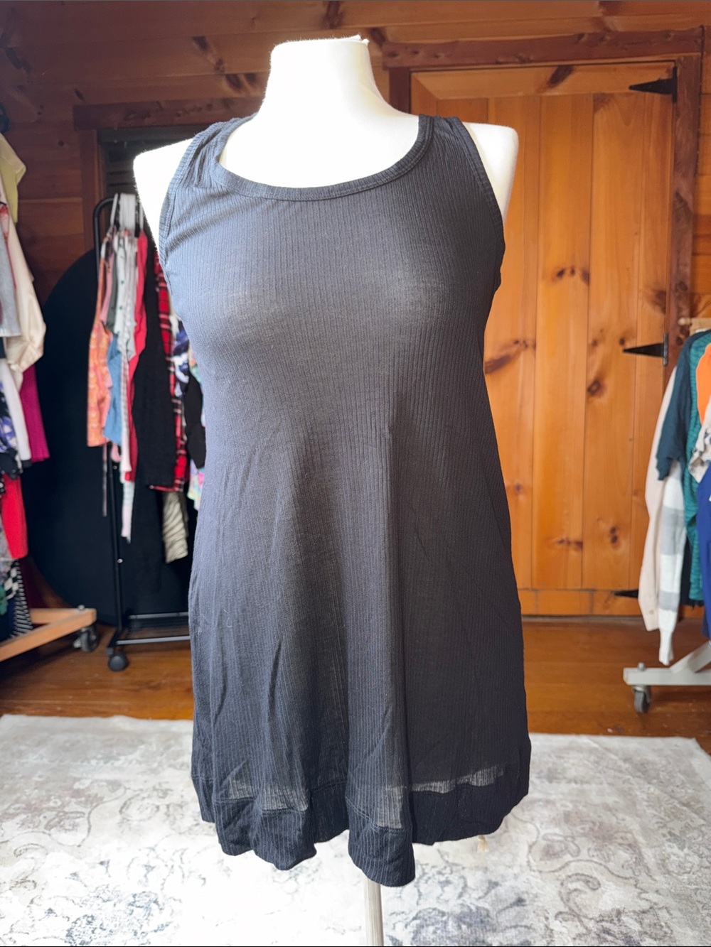 CAbi Black Ribbed Scoop Neck Tank